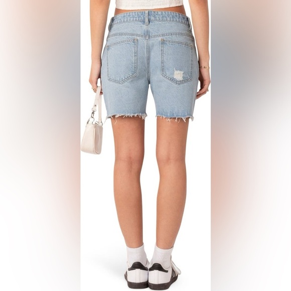 Edikted Light Blue Jean Shorts - Picture 2 of 7